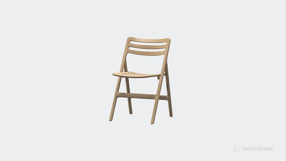 Wooden Dining Chair With Simple Slat Back Design For Modern Home Interior 3d model 