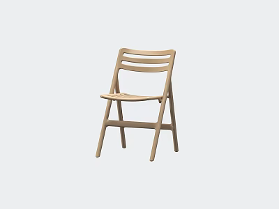 Wooden Dining Chair With Simple Slat Back Design For Modern Home Interior 3d model