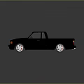 Black Pickup Truck 3D Render With Single Cab Shiny Surface And Alloy Wheels