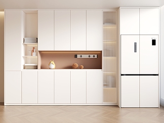 Side Cabinet Wine Cabinet Cream Style Side Cabinet Refrigerator Cabinet 3d model