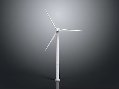 White Wind Turbine With Rotating Blades And Tall Tower For Renewable Energy 3d model