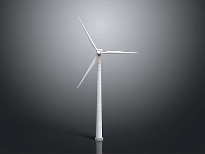 White Wind Turbine With Rotating Blades And Tall Tower For Renewable Energy 3d model