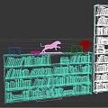 Stylish Wooden Bookcases With Books Photo Frames Cheetah Figurine And Potted Plant