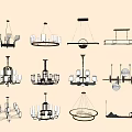Modern Decorative Chandeliers With Various Designs And Styles For Interior Lighting 3d model