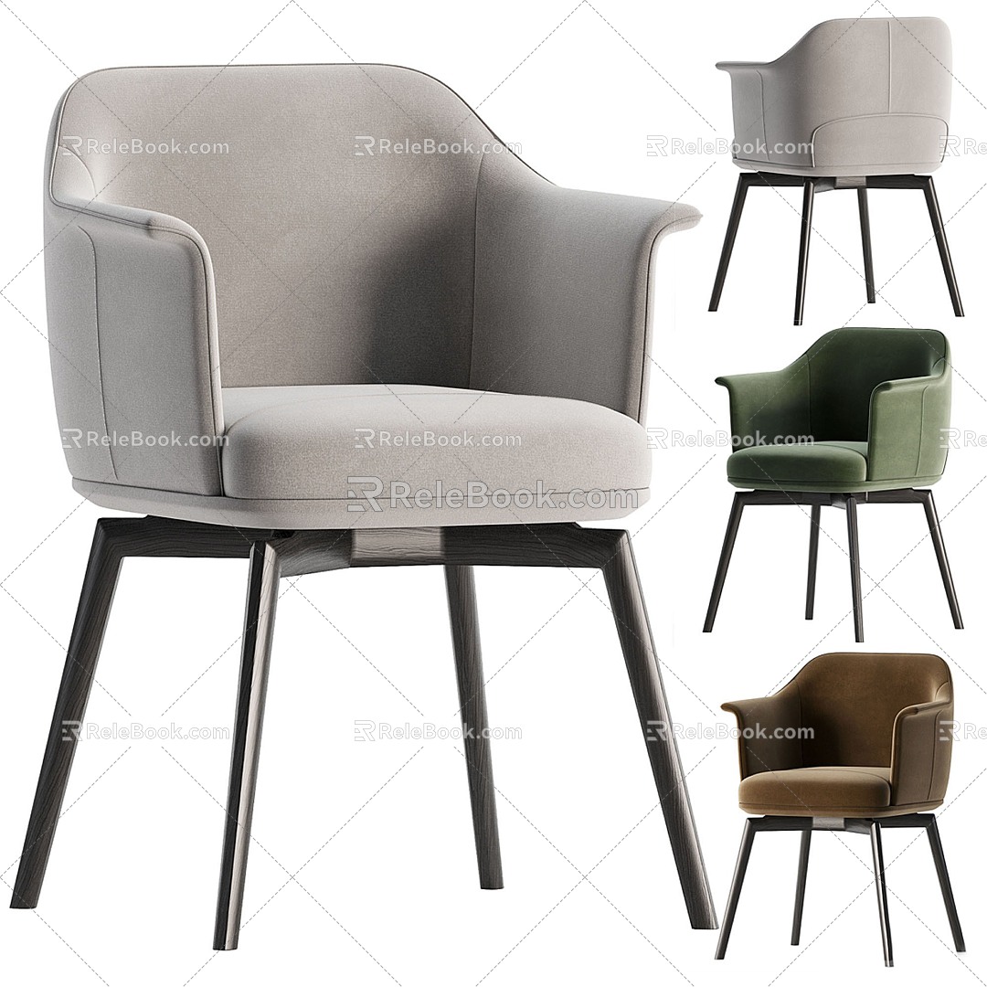 Modern Light Luxury Casual Chair Dining Chair Single Chair Armchair 3d model