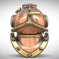 Vintage Copper Diving Helmet With Brass Accents Glass Faceplate And Classic Design