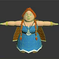 Cartoon Female Character With Red Braided Hair Blue Dress Necklace Yellow Bracelets And Brown Cape