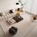 Sofa coffee table combination 3d model