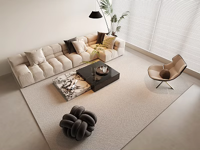 Sofa coffee table combination 3d model
