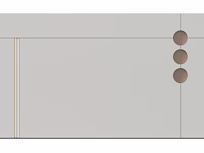 Minimalist Light Gray Background Wall With Golden Decorative Strip And Circular Ornaments Design 3d model
