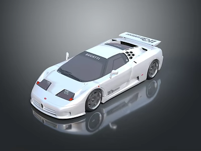 White Sports Car With Sleek Aerodynamic Design And Rear Spoiler 3d model