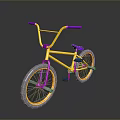 Yellow Bicycle with Purple Handlebars Seat and Silver Wheels Unique Stylish Design