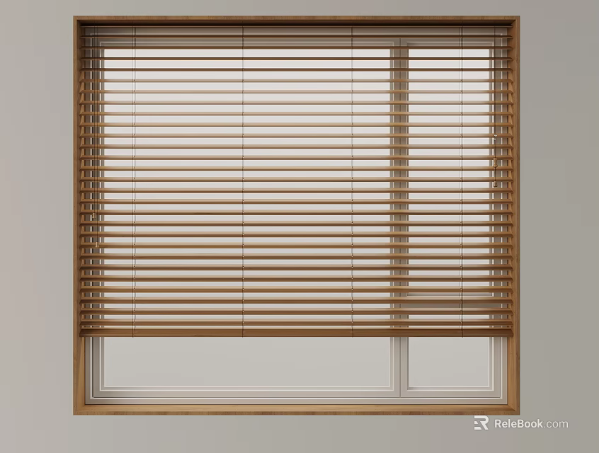 Wooden Blinds For Window Home Interior Natural Style Light Control Design 3d model 