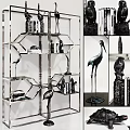Modern Multi tiered Bookshelf With Metal Frame Decorative Items And Books