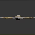 3D Rendered Decorative Sword Featuring Golden Silver Blade Ornate Hilt And Wing Accents