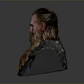 Detailed Male Bust Sculpture With Long Orange Beard And Intricate Patterned Clothing