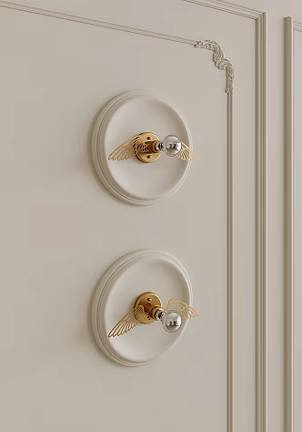 French Middle Golden Snitch Wall Lamp 3d model