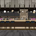Modern Bar Clear Bar Taco Area Bar Console Chandelier 3d model