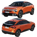 Orange Citroen C4 Car Front And Rear Views 3d model