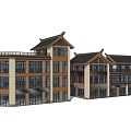 Commercial Complex With Traditional Architectural Design And Multi Story Modern Facade 3d model