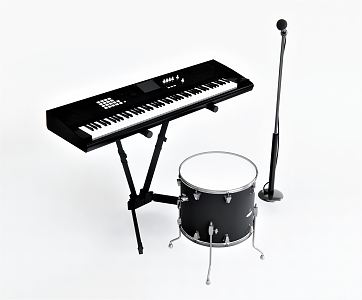 Modern electronic piano drum Mike rock instrument tambourine 3d model