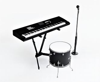 Modern electronic piano drum Mike rock instrument tambourine 3d model