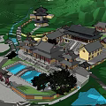 Chinese temple temple architecture 3d model