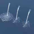 Garden Ornaments Featuring Three Transparent Slender Fountains With Splashing Water Against Deep Blue Background