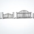 Ornate Wrought Iron Gates With Various Designs And Stone Pillars
