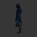 Advanced Humanoid Character Design Of Alien Creature With Blue Armored Suit And Glowing Elements