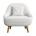 Light Gray Upholstered Accent Chair With Throw Pillow And Wooden Legs