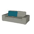 Gray Irregular Shaped Sofa With Blue Cushion On Marble Floor And Light Wall 3d model