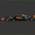 Orange and Black McLaren Formula One Racing Car with Aerodynamic Design and Streamlined Body