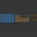 Blue Tarp Covered Cargo On Pallet With Wooden Crates And Stacked Boxes
