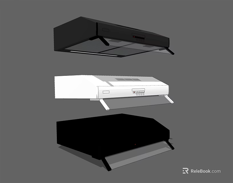 Kitchen Range Hood Appliances in Black and White Modern Designs for Home Kitchens 3d model 