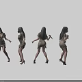 Zombie Woman in Tattered Dress with Mask and Long Hair Holding Knife from Multiple Angles