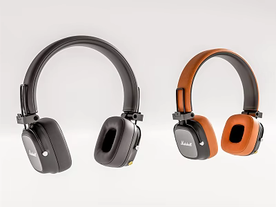 Aloha Over Ear Headphones Black And Orange Design With Comfortable Earpads 3d model