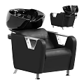Modern Hair Salon Interior Featuring Black Salon Chairs Large Mirror Hair Dryer And Shampoo Bowl