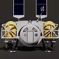 Lunar Spacecraft With Solar Panels Yellow Modules And White Structure Design 3d model