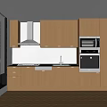 Modern Kitchen With Wooden Upper And Lower Cabinets Cooktop Sink Range Hood Appliances