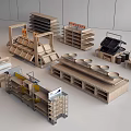 Wooden Display Shelves With Multiple Layers And Storage Trays For Retail Store Racks