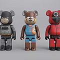 Gray Brown Red Collectible Bear Figurines With Batman And Masked Themes