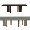 Poliform Adrien Marble Dining Table x Metal Dining Table Strip Dining Table 3d model