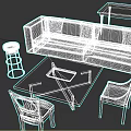 Modern Gray Plaid Sofa With Brown Cushions And Black Glass Coffee Table White Line Design