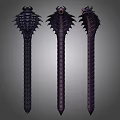 Character Weapons With Creature Head Designs And Dark Purple Textures 3d model