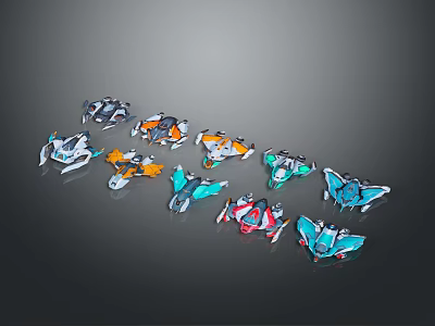 Vibrant Colorful Spacecraft Models Collection Showcasing Space And Astronomy Exploration Themes 3d model
