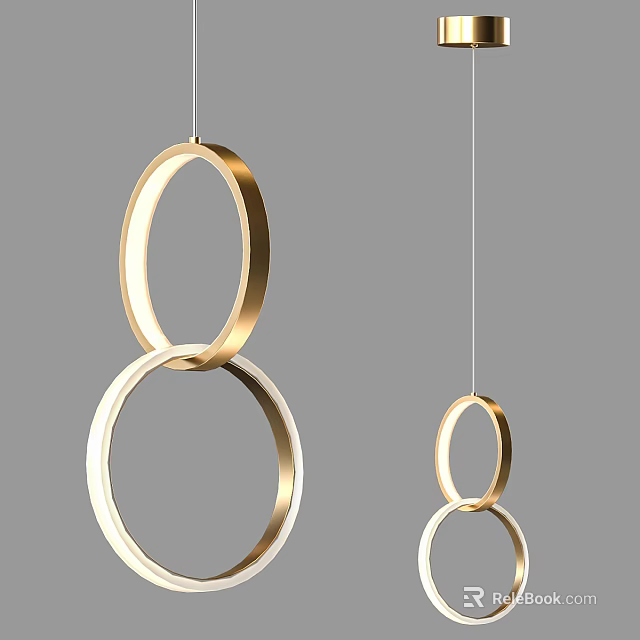Modern Gold Circular Ring Chandelier With Hanging Design For Interior Lighting 3d model