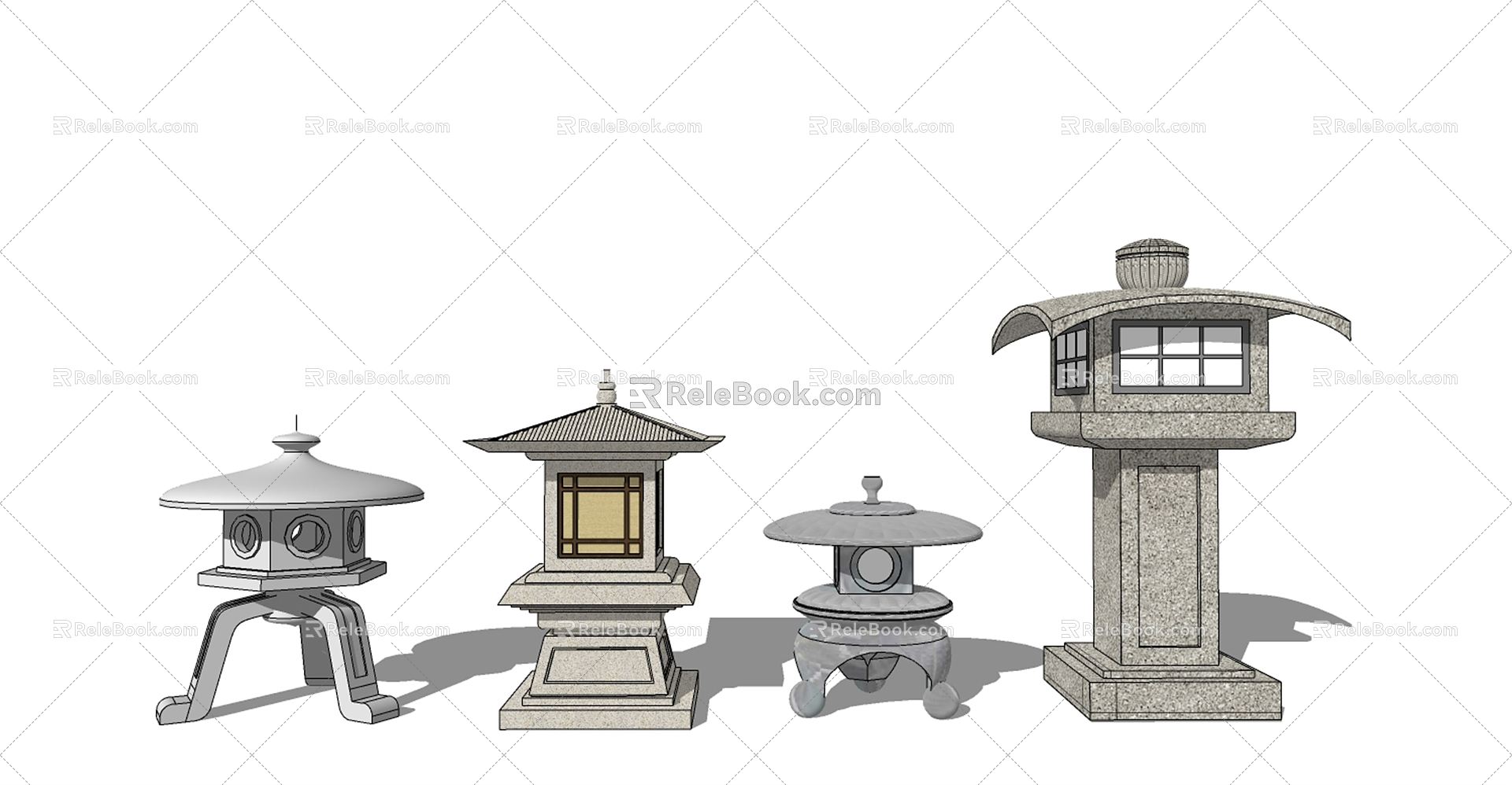 New Chinese Lawn Lamp Courtyard Landscape Stone Lantern 3d model