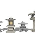 New Chinese Lawn Lamp Courtyard Landscape Stone Lantern 3d model