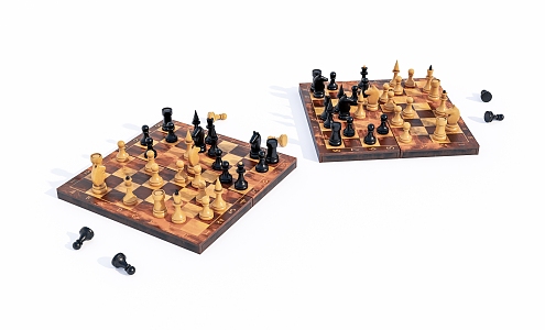 Old Chess Board 3d model